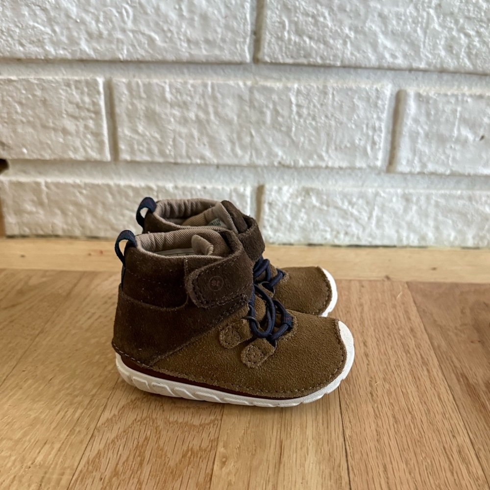 Stride Rite Sm Oliver Toddler Shoes Size 3W Brown Leather Bootie Infant Baby EUC
